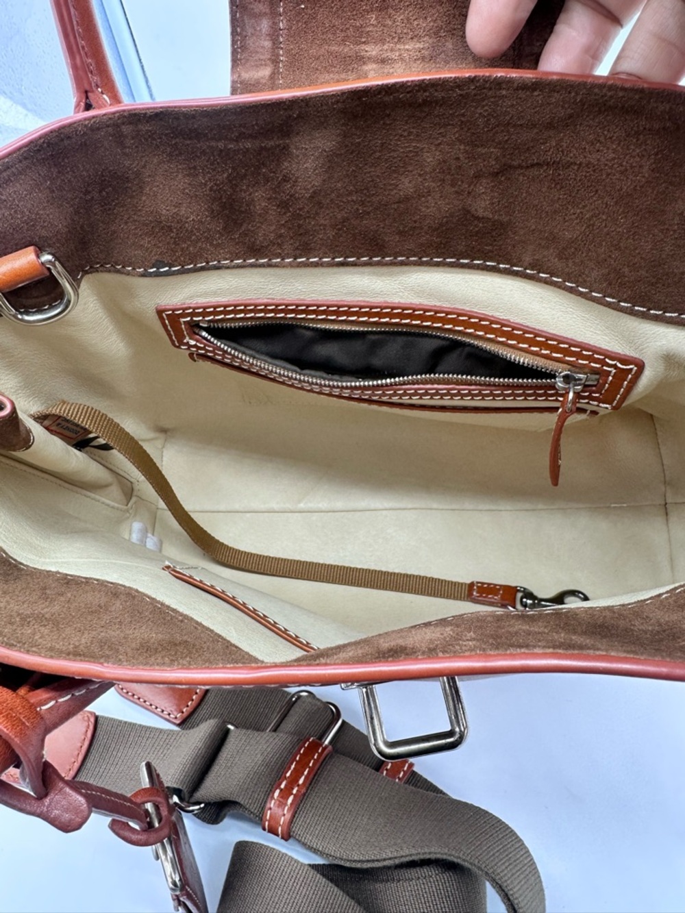 ooney & Bourke Florentine Toscana Side Zip Satchel - Caramel Leather - Picture 6 of 14